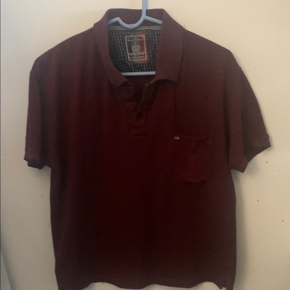 Gorgeous Seven O Seven Textured Burgundy Polo Shirt SZ Medium